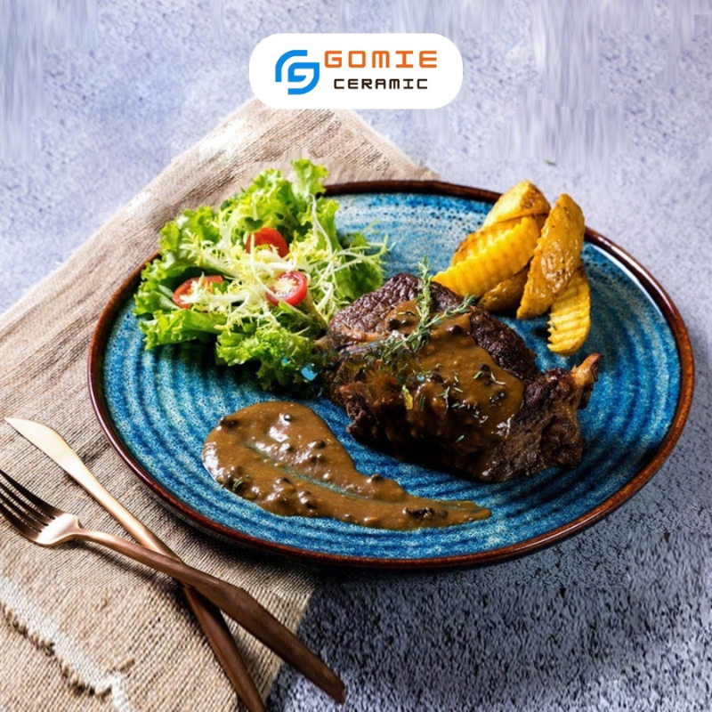 Đĩa Gốm Tròn Kim Cương D26 Men Xanh Hỏa: Sự Lựa Chọn Sang Trọng Cho Nhà Hàng 4 5 4