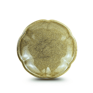 Đĩa Viền Hoa Men Gấm Vàng D20 – Gốm Sứ Thủ Công Bát Tràng