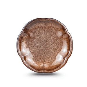 Đĩa Viền Hoa Men Nâu Tuyết D20 – Gốm Sứ Thủ Công Bát Tràng