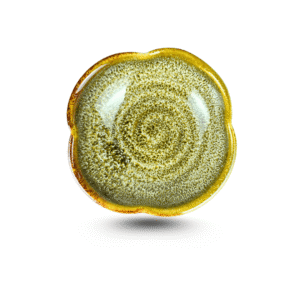 Đĩa Chấm Thủ Công Bát Tràng D7 – Men Gấm Vàng, Nhỏ Gọn, Sang Trọng