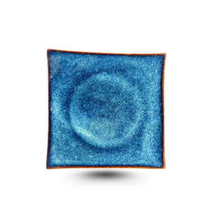 Đĩa lót ly vuông 12cm gốm xanh sóng biển thủ công