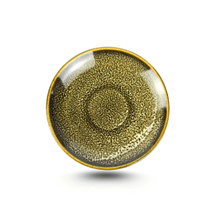 Đĩa gốm lót chén, cốc D10.5 men hỏa biến gấm vàng thủ công