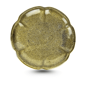 Đĩa Viền Hoa Men Gấm Vàng D25 – Gốm Sứ Thủ Công Bát Tràng