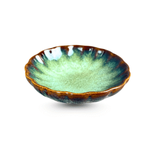 Đĩa Muối Hoa Cúc D9H3 – Men Rêu Gốm Bát Tràng Thủ Công