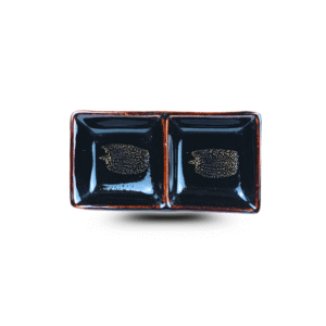 Khay Đựng Gia Vị 2 Ngăn Gốm Bát Tràng – Men Cánh Gián Thủ Công (Sao chép)