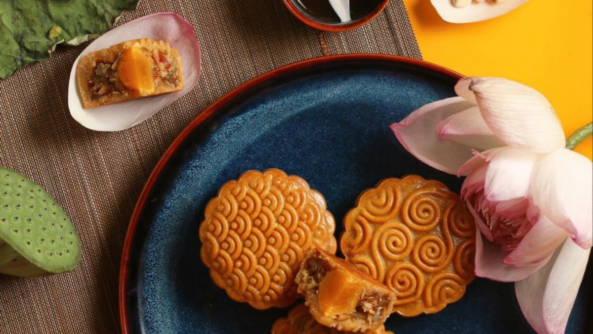 mâm cỗ trung thu cùng gốm sứ men hỏa biến