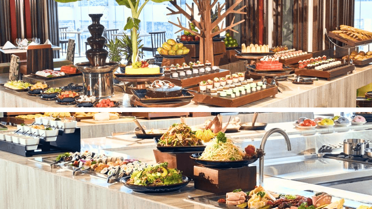 Ẩm thực nhà hàng Novotel Thai Ha cùng bộ đồ ăn gốm sứ