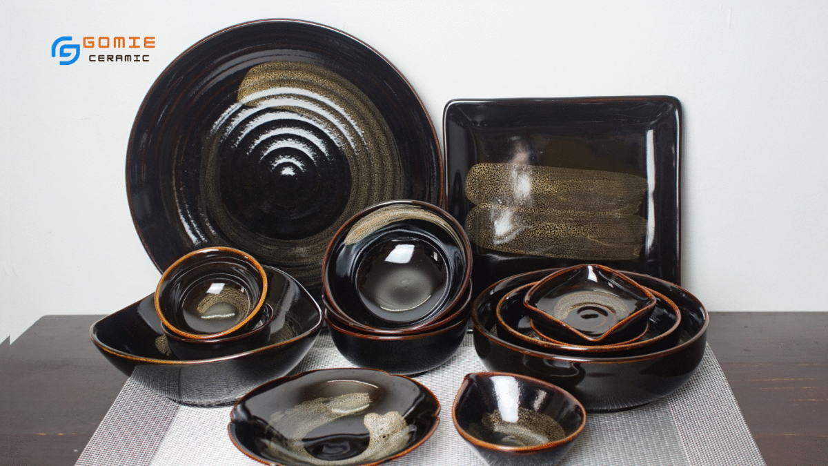 Bộ đồ ăn nhà hàng men cánh gián