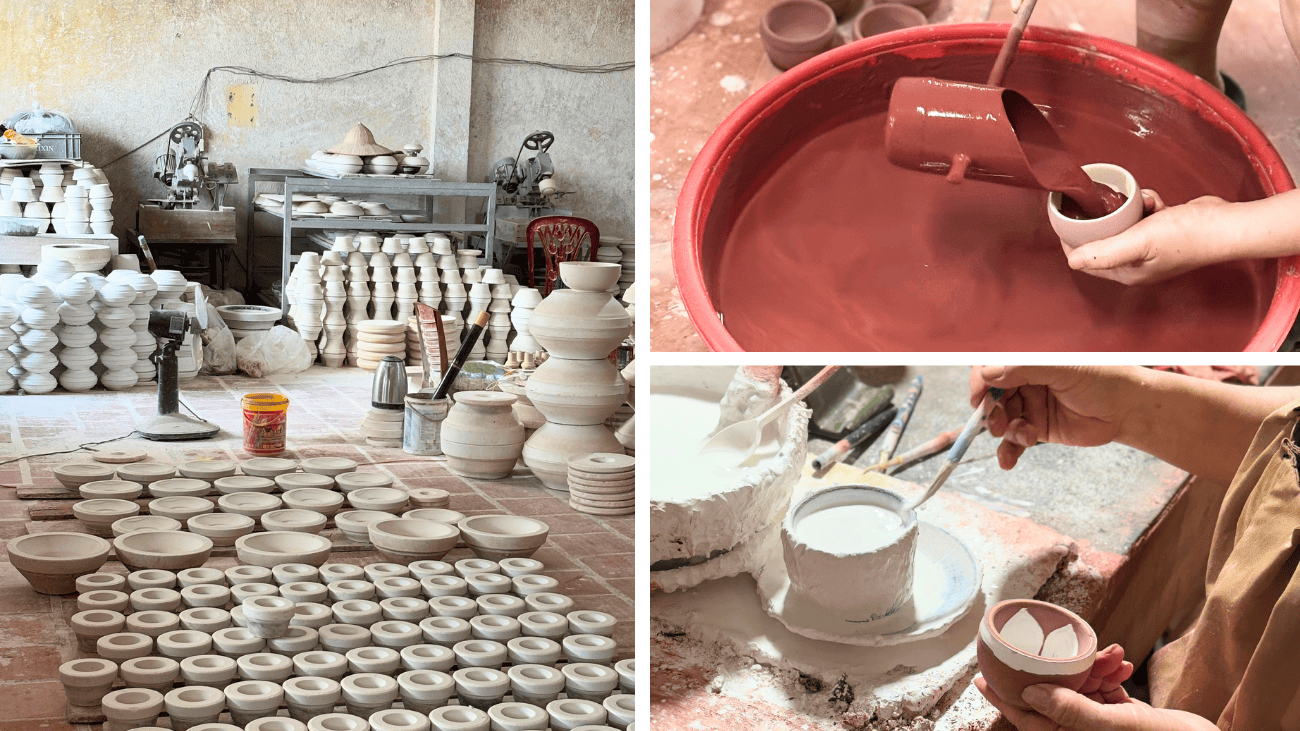 Công đoạn phơi sấy và sửa hàng mộc gốm sứ Bát Tràng
