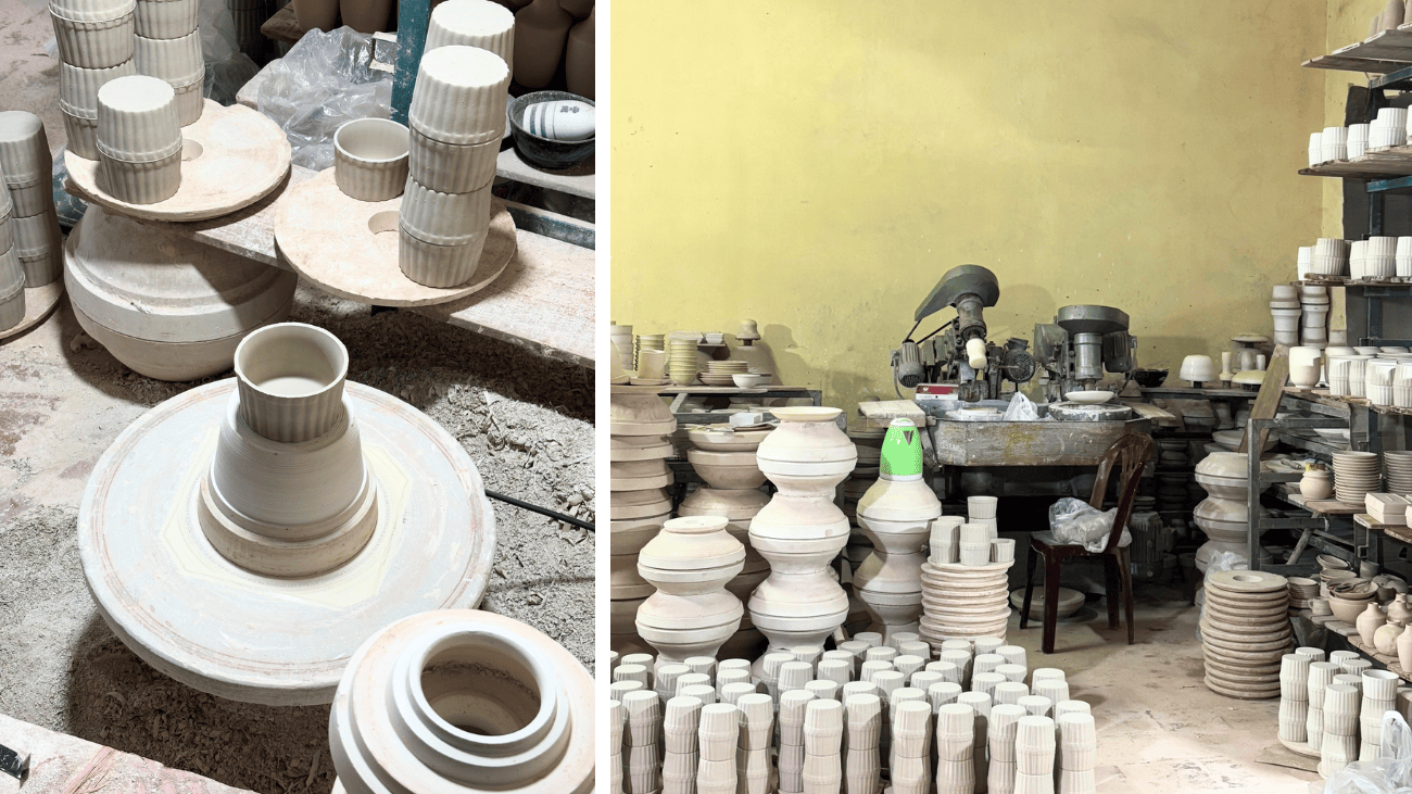 Tạo hình bộ đồ ăn gốm sứ Bát Tràng