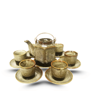 Bộ Ấm Chén LỤC GIÁC MEN GẤM VÀNG ACTV-03