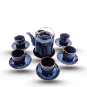 Bộ Ấm Trà Lục Giác Men Xanh Hoả Biến ACTX-03