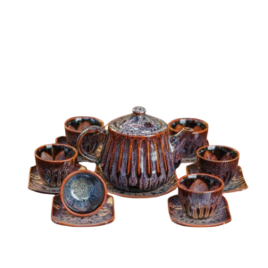 Bộ ấm chén men hỏa biến cẩm lai tím