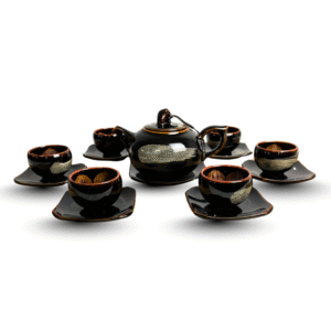 Bộ ấm chén men hỏa biến nâu phẩu cap cấp