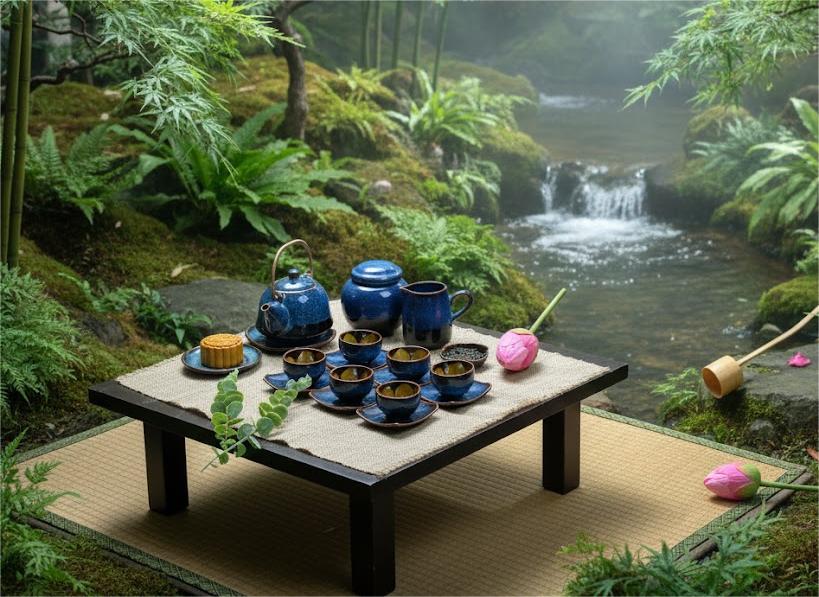 Bộ ấm chén men hỏa biến nhà Gomie Ceramic