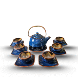 Bộ Ấm Bầu Chén Hoa HB Xanh Sapphire