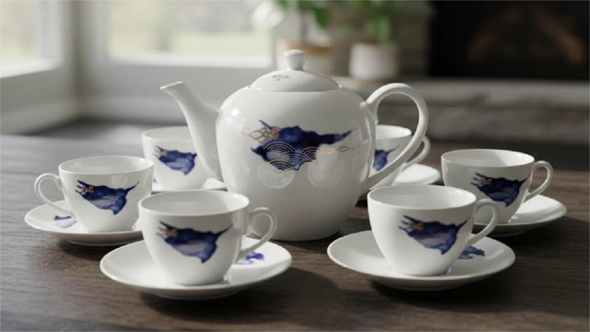 Bộ ấm chén men trắng