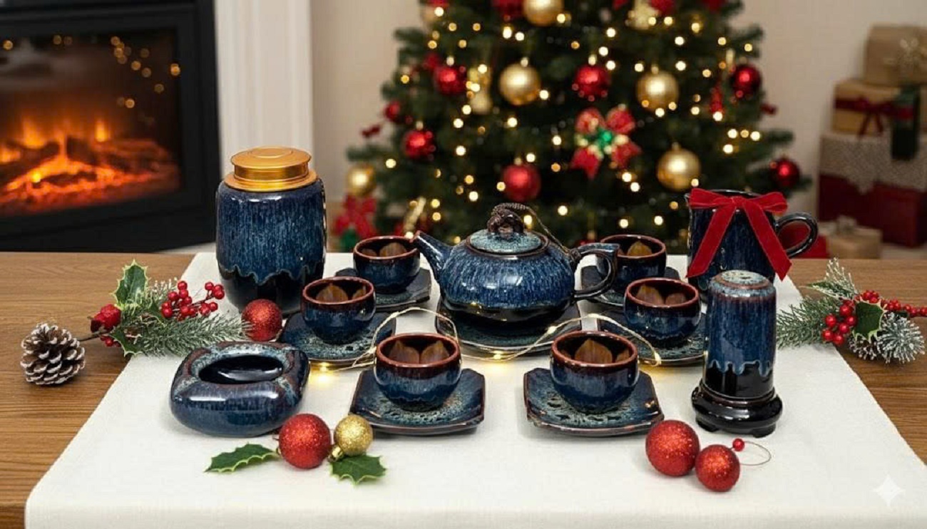 Qùa tặng giánh sinh bộ ấm chén hỏa biến