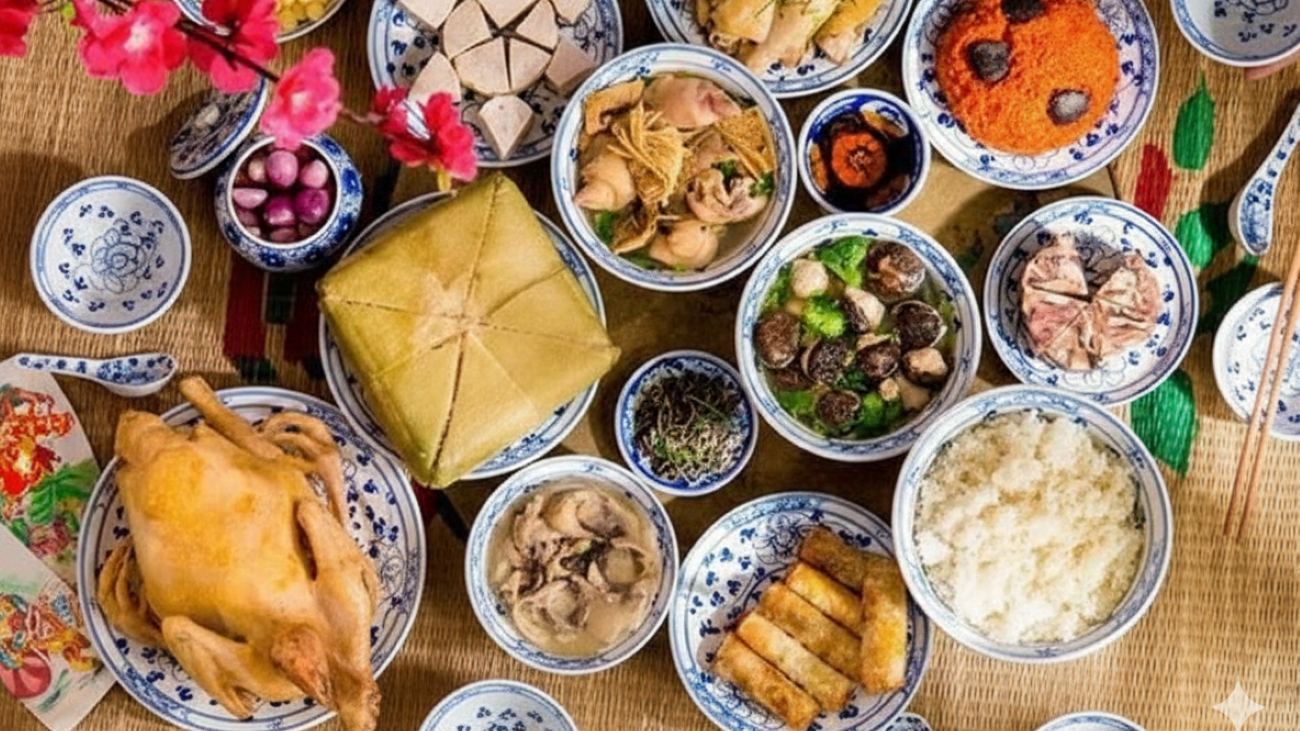 Trang trí mâm cơm Tết truyền thống Việt Nam